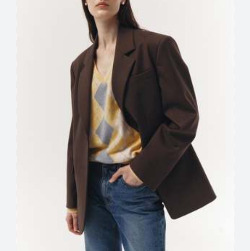 Vintage Saville Suite Petite 100% Silk Chestnut Brown Women's Blazer Size 6